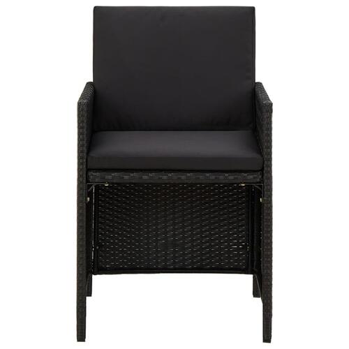 Havestole med hynder 2 stk. polyrattan sort