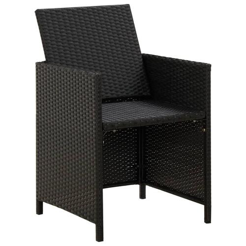 Havestole med hynder 2 stk. polyrattan sort