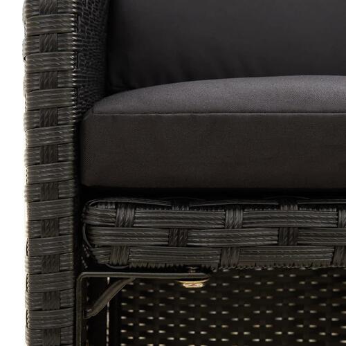 Havestole med hynder 2 stk. polyrattan sort