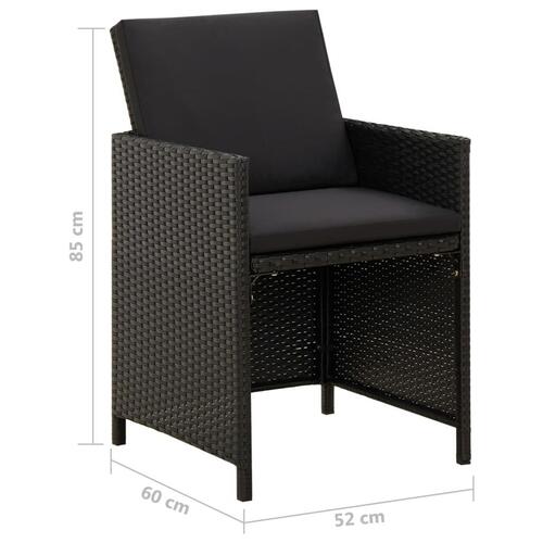 Havestole med hynder 2 stk. polyrattan sort