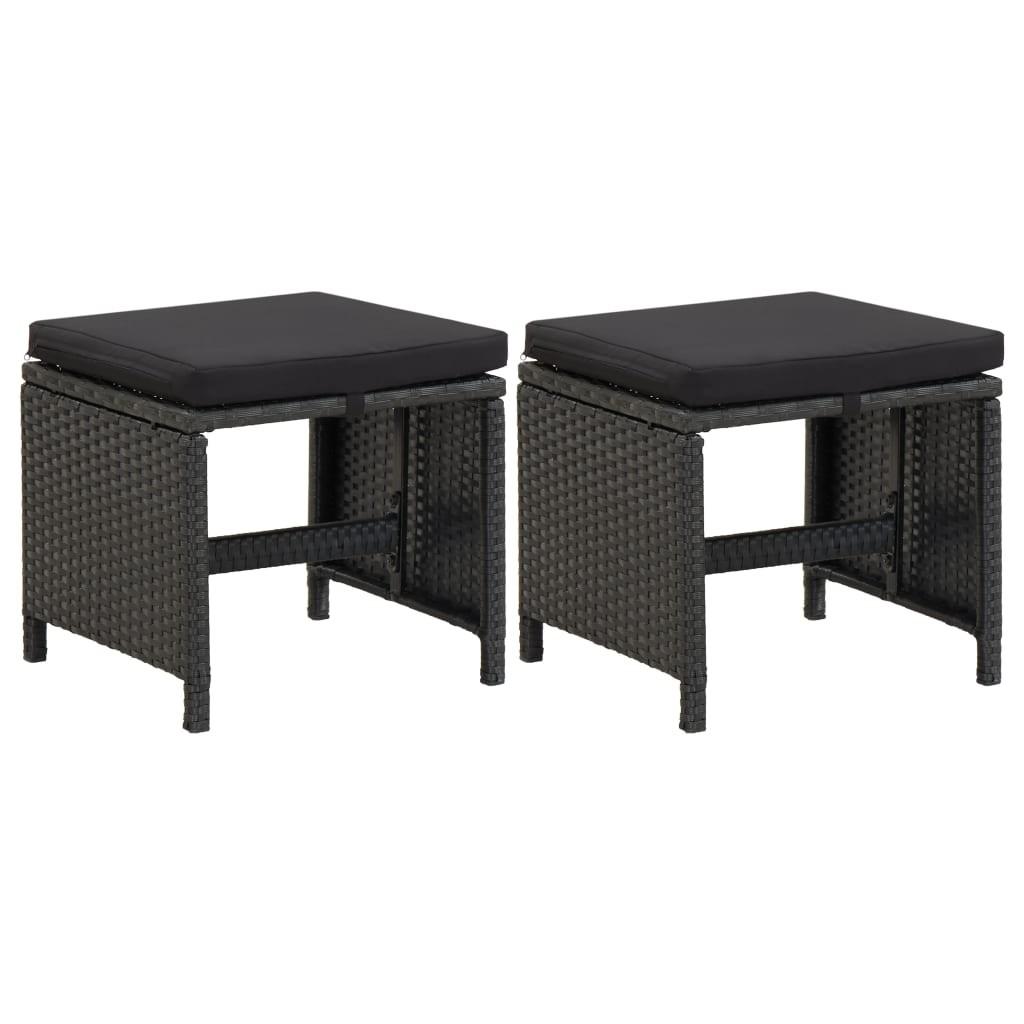 Haveskamler med hynder 2 stk. polyrattan sort billede