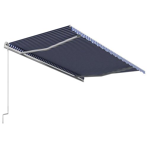 Automatisk foldemarkise 400 x 300 cm blå og hvid