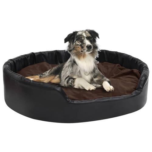 Hundekurv 99x89x21 cm plys og kunstlæder sort og brun