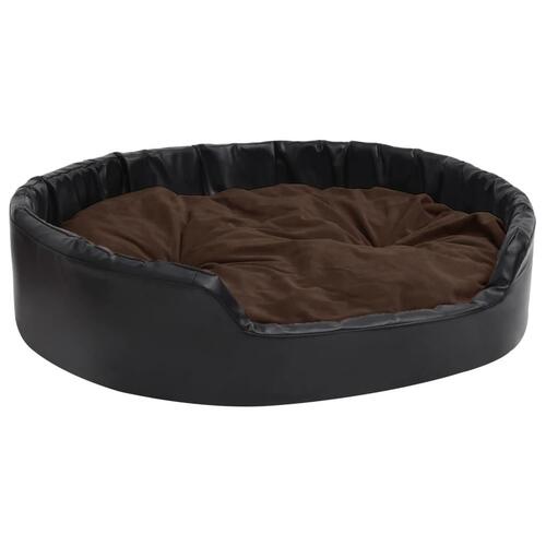 Hundekurv 99x89x21 cm plys og kunstlæder sort og brun