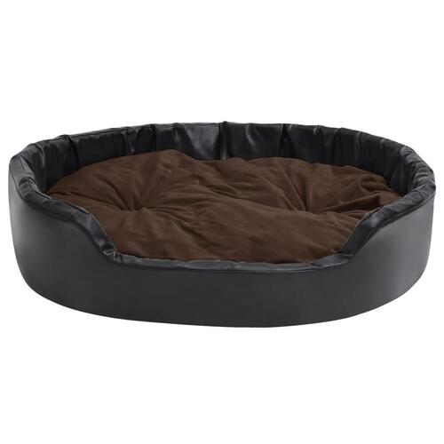 Hundekurv 99x89x21 cm plys og kunstlæder sort og brun