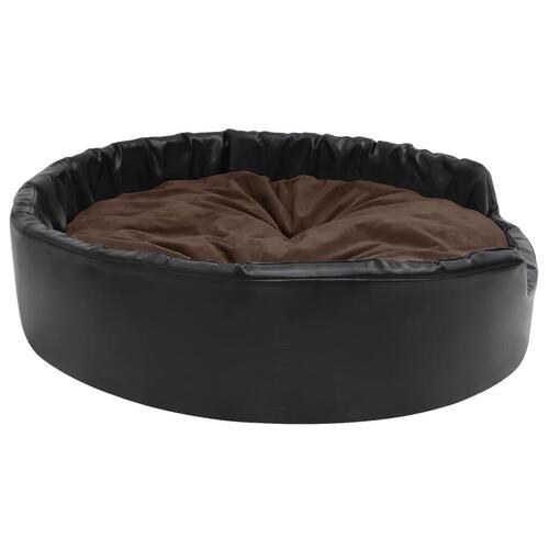 Hundekurv 99x89x21 cm plys og kunstlæder sort og brun