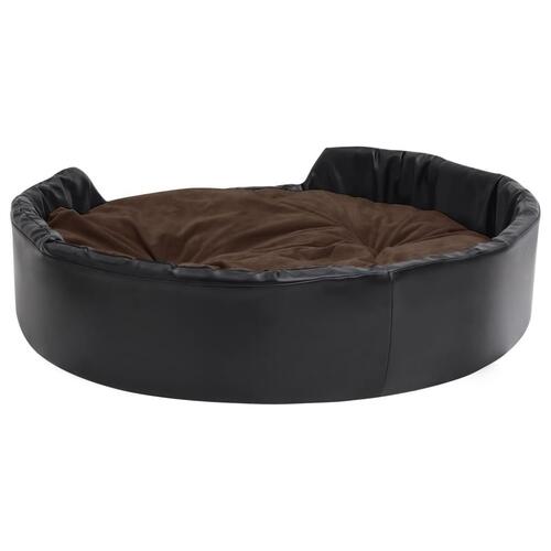 Hundekurv 99x89x21 cm plys og kunstlæder sort og brun