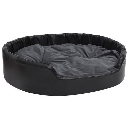 Hundekurv 99x89x21 cm plys og kunstlæder sort og mørkegrå