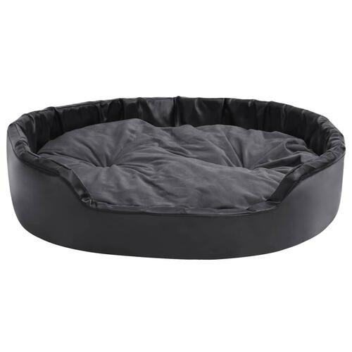 Hundekurv 99x89x21 cm plys og kunstlæder sort og mørkegrå