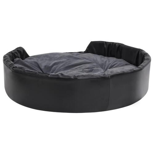 Hundekurv 99x89x21 cm plys og kunstlæder sort og mørkegrå