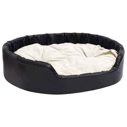 Hundekurv 99x89x21 cm plys og kunstlæder sort og beige