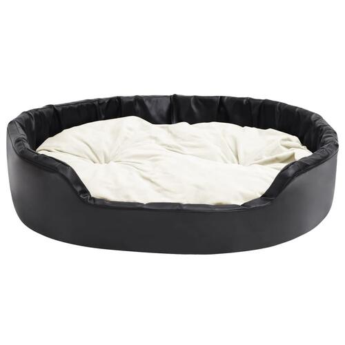 Hundekurv 99x89x21 cm plys og kunstlæder sort og beige