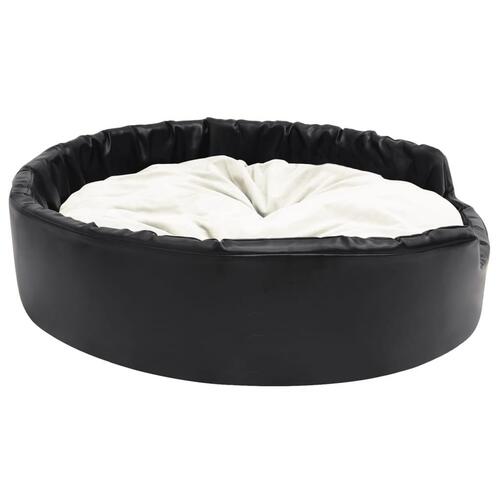 Hundekurv 99x89x21 cm plys og kunstlæder sort og beige