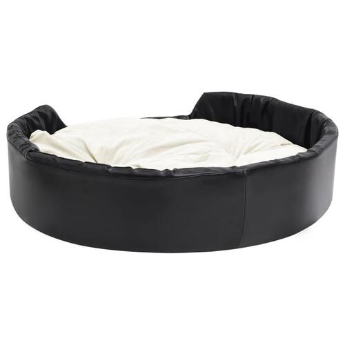Hundekurv 99x89x21 cm plys og kunstlæder sort og beige