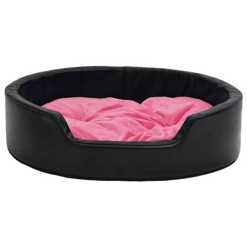 Hundekurv 99x89x21 cm plys og kunstlæder sort og lyserød