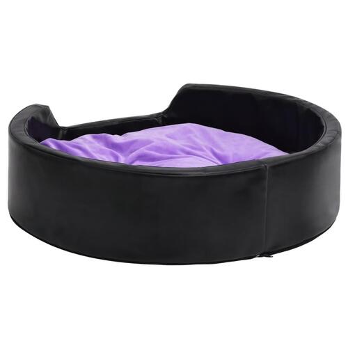 Hundekurv 99x89x21 cm plys og kunstlæder sort og lilla