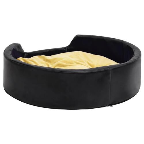 Hundekurv 99x89x21 cm plys og kunstlæder sort og gul