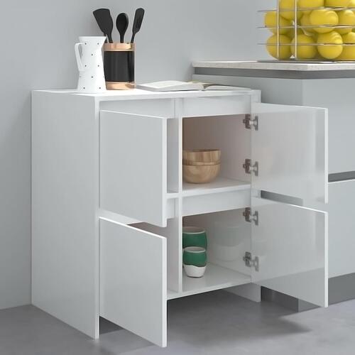 Skænk 70x41x75 cm konstrueret træ hvid højglans