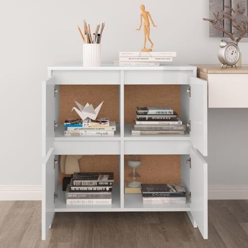 Skænk 70x41x75 cm konstrueret træ hvid højglans