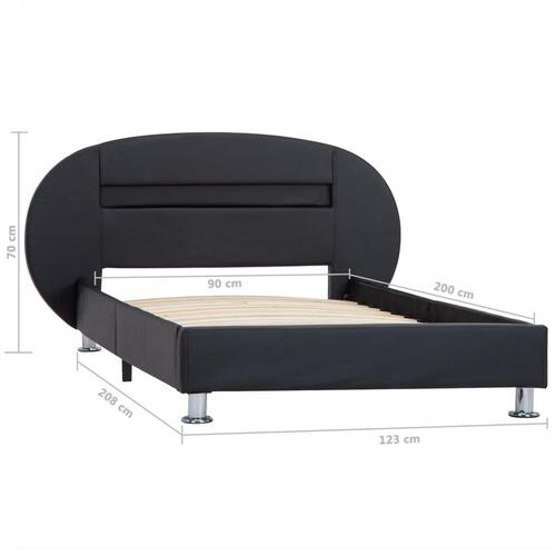 Sengestel med LED 90 x 200 cm kunstlæder sort