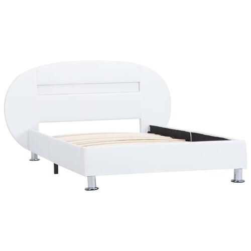 Sengestel med LED 90 x 200 cm kunstlæder hvid