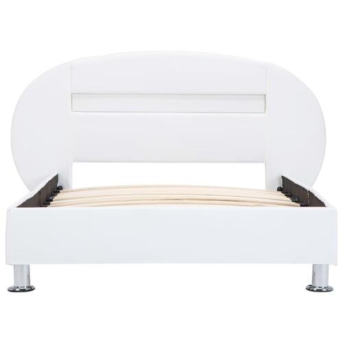 Sengestel med LED 90 x 200 cm kunstlæder hvid