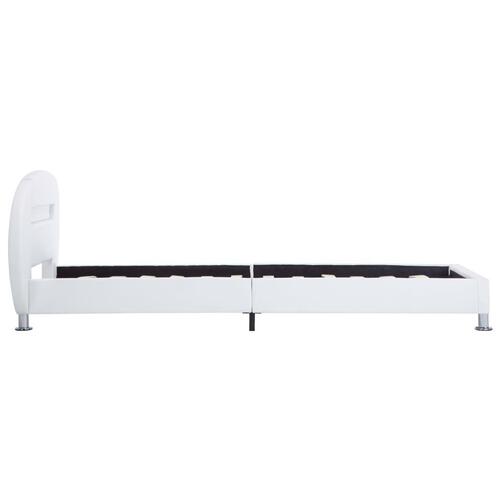 Sengestel med LED 90 x 200 cm kunstlæder hvid