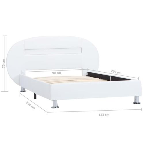 Sengestel med LED 90 x 200 cm kunstlæder hvid