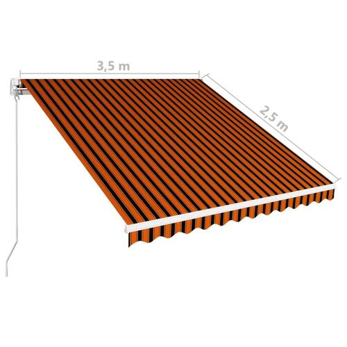 Foldemarkise med manuel betjening 350 x 250 cm orange og brun