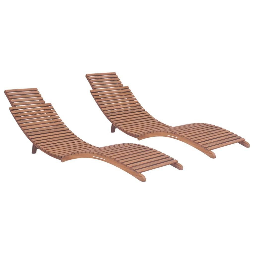 Foldbare liggestole 2 stk. massivt teaktræ