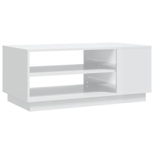 Sofabord 102x55x43 cm konstrueret træ hvid højglans