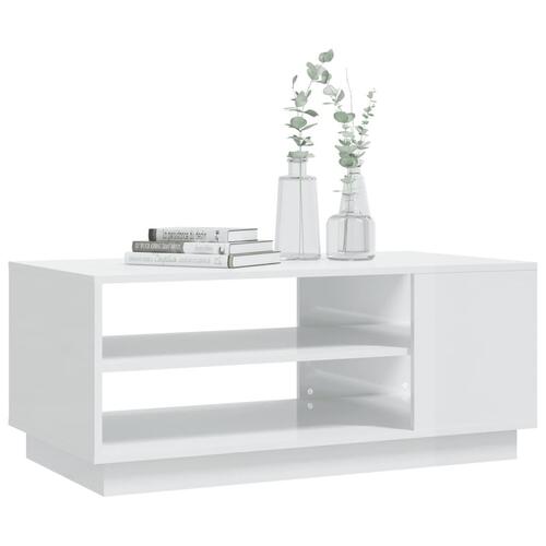 Sofabord 102x55x43 cm konstrueret træ hvid højglans