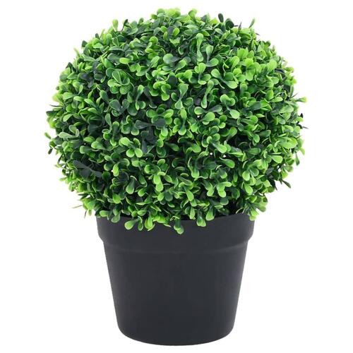 Kunstige buksbom med krukker 2 stk. 32 cm kugleformet grøn