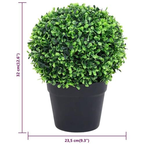Kunstige buksbom med krukker 2 stk. 32 cm kugleformet grøn