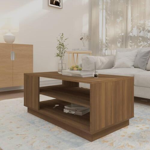 Sofabord 102x55x43 cm konstrueret træ brun egetræsfarve