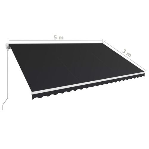 Foldemarkise manuel betjening 500 x 300 cm antracitgrå
