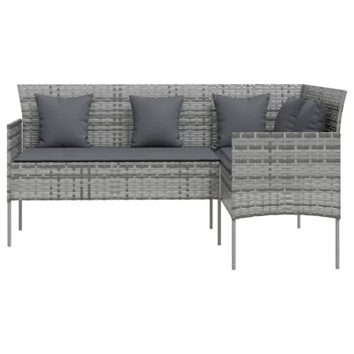 L-formet sofa med hynder polyrattan grå