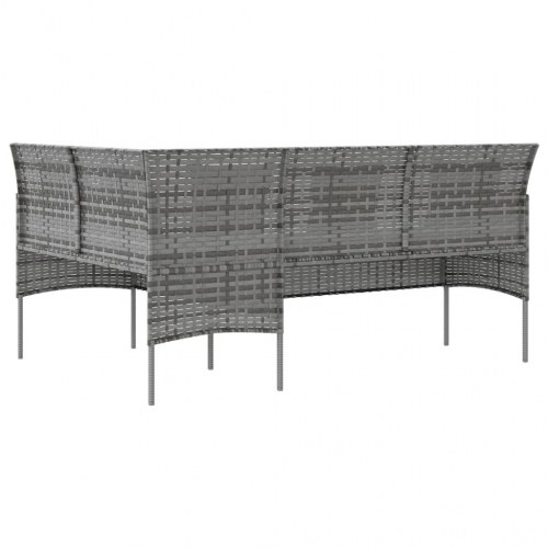 L-formet sofa med hynder polyrattan grå