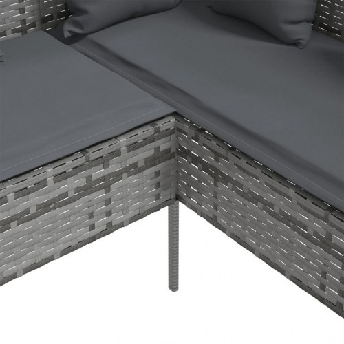 L-formet sofa med hynder polyrattan grå