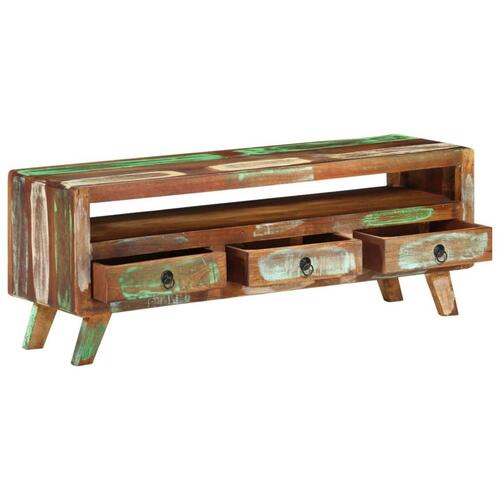 Tv-bord 110x30x40 cm massivt genbrugstræ flerfarvet
