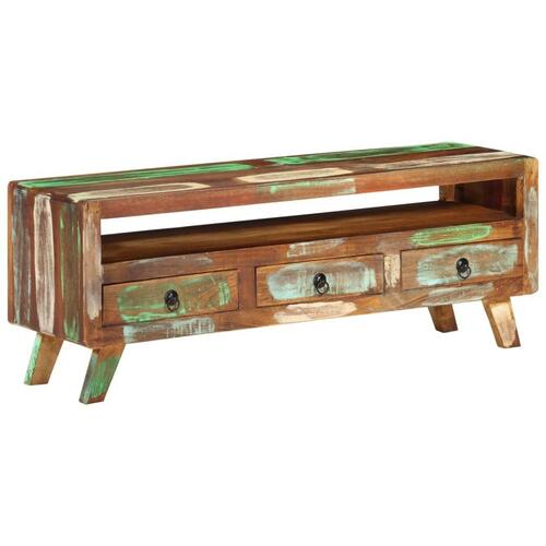 Tv-bord 110x30x40 cm massivt genbrugstræ flerfarvet