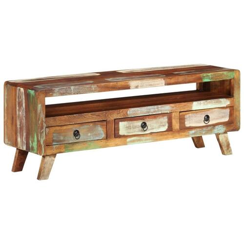 Tv-bord 110x30x40 cm massivt genbrugstræ flerfarvet
