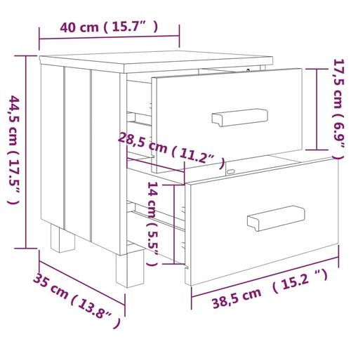 Sengeskab HAMAR 40x35x44,5 cm massivt fyrretræ lysegrå