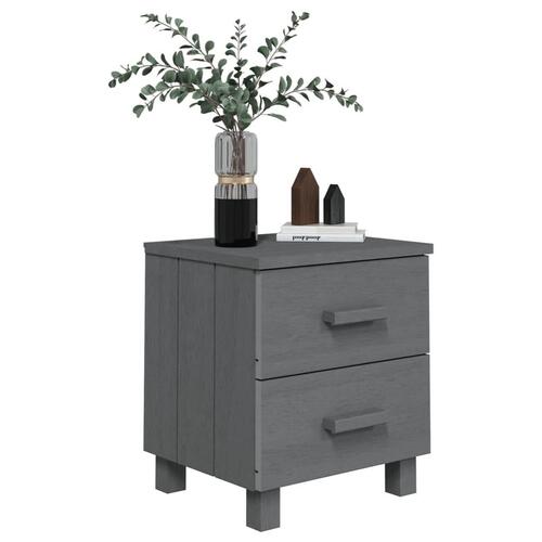 Sengeskab HAMAR 2 stk. 40x35x44,5 cm massivt fyrretræ mørkegrå