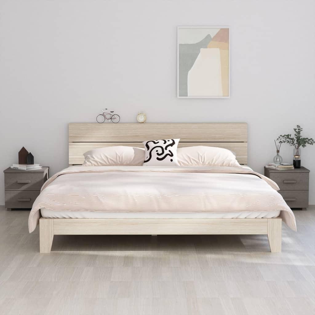 Sengeskab HAMAR 2 stk. 40x35x44,5 cm massivt fyrretræ lysegrå