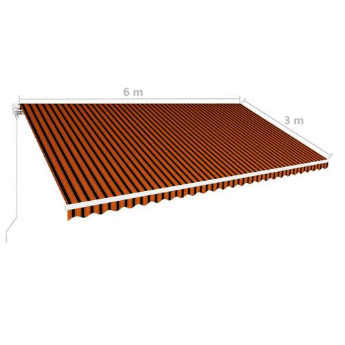 Foldemarkise manuel betjening 600 x 300 cm orange og brun