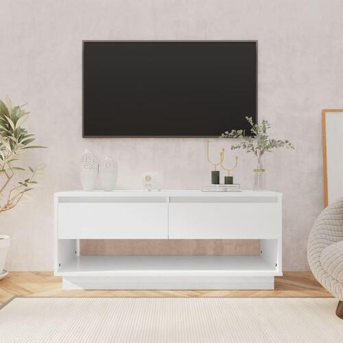 Tv-bord 102x41x44 cm spånplade hvid højglans