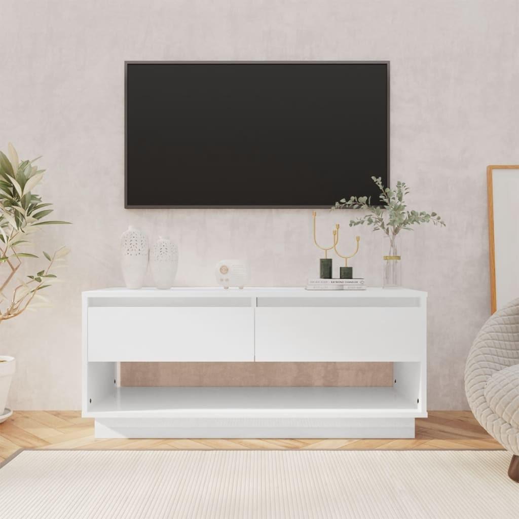 Tv-bord 102x41x44 cm konstrueret træ hvid højglans