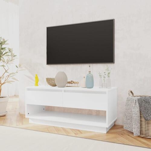 Tv-bord 102x41x44 cm spånplade hvid højglans