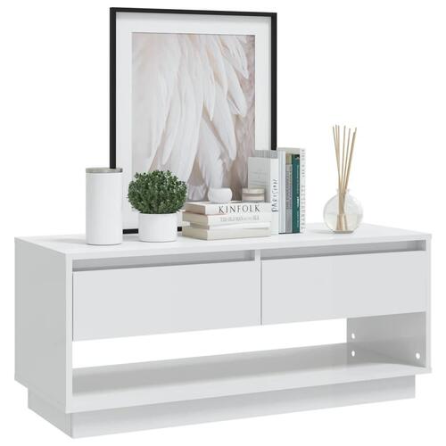 Tv-bord 102x41x44 cm spånplade hvid højglans